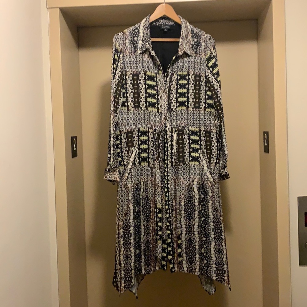 TAHARI A-Line collared dress with tie belt
